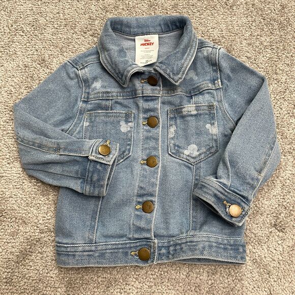 Disney Junior Mickey Minnie Mouse Denim Jacket Infant 18M Blue Graphic Casual - Picture 1 of 9